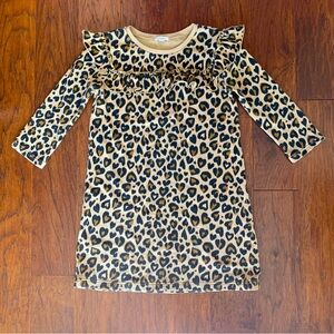 CrewCuts Leopard Heart Sweatshirt Dress With Ruffle - Size 14